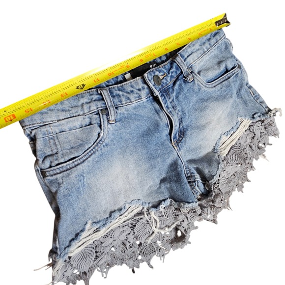 Kut From The Kloth Allison Shorts Cut Off Denim 6 Raw‎ Laced Hem Rework Boho - Picture 6 of 6